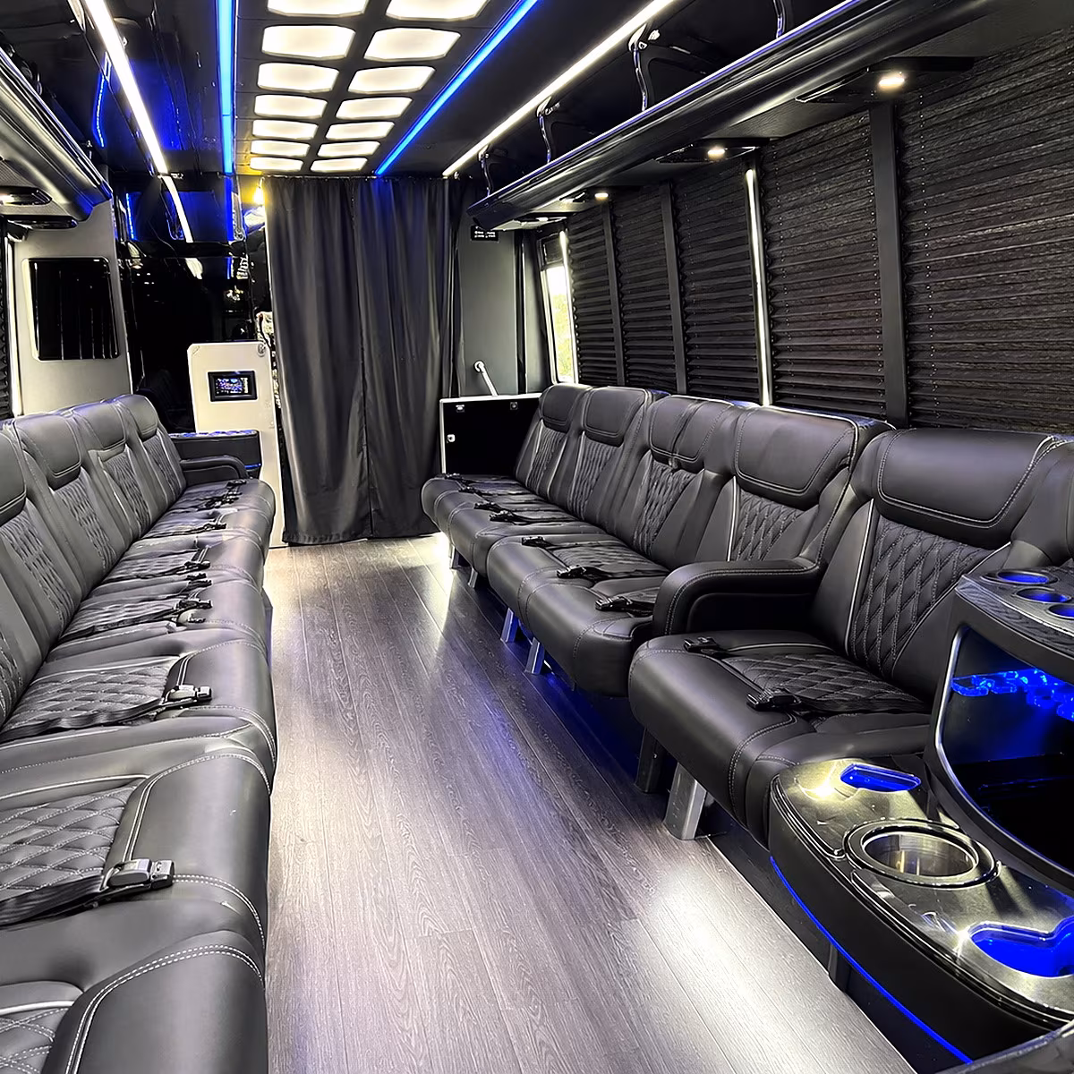 Irving Sporting Event Transportation party bus interior