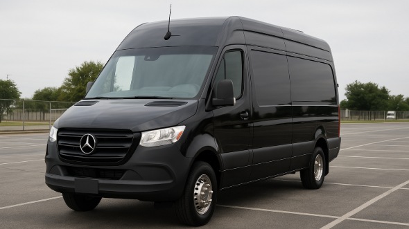 Exterior of Charter Bus Company Bedford's 14 Passenger Sprinter Limousine in Bedford