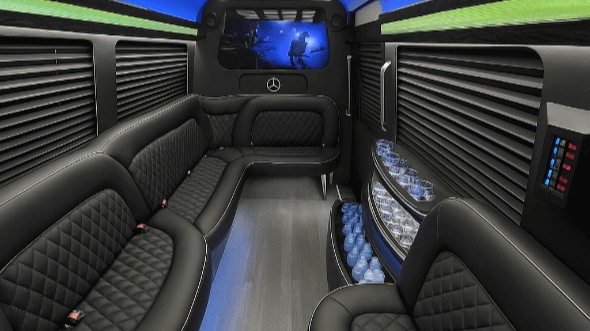 Interior of Charter Bus Company Arlington's 14 Passenger Sprinter Limousine in Arlington