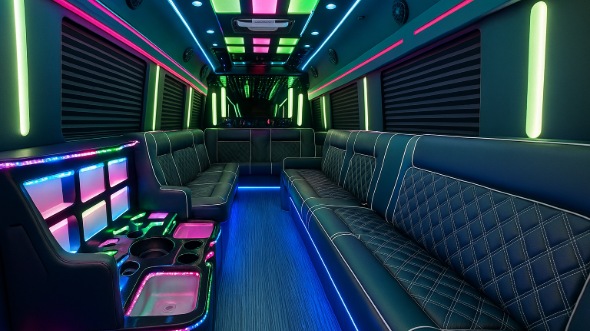 Interior of Charter Bus Company Euless's 20 Passenger Party Bus in Euless