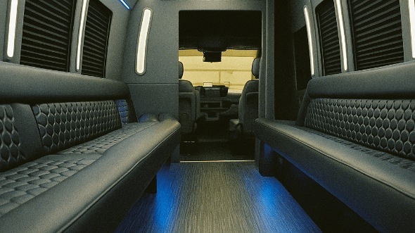 Interior of Charter Bus Company Flower Mound's 20 Passenger Party Bus in Flower Mound