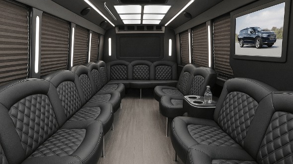 Interior of Charter Bus Company Plano's 20 Passenger Party Bus in Plano