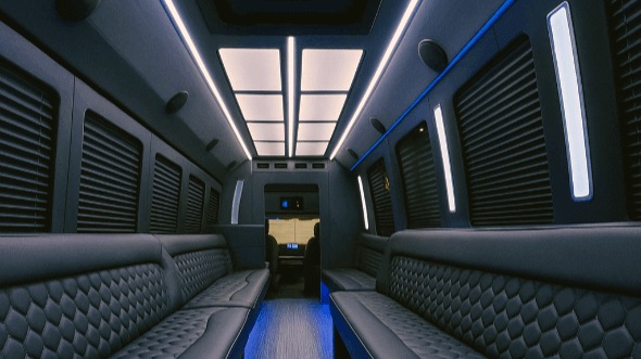 Interior of Charter Bus Company Dallas's 25 Passenger Party Bus in Dallas