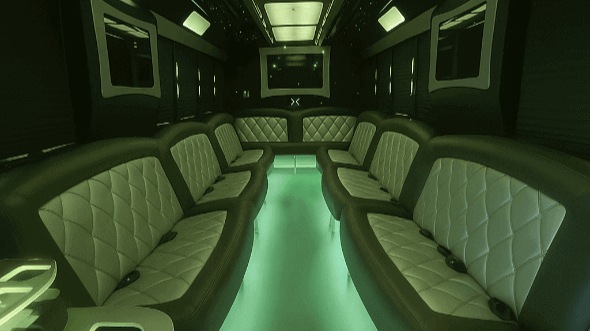Interior of Charter Bus Company Arlington's 28 Passenger Party Bus in Arlington