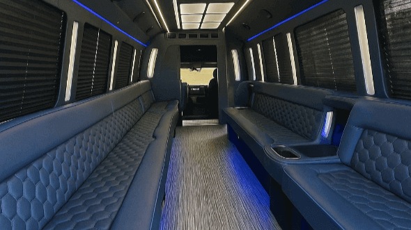 Interior of Charter Bus Company Grapevine's 28 Passenger Party Bus in Grapevine