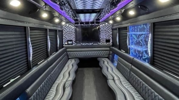 Interior of Charter Bus Company Richardson's 30 Passenger Party Bus in Richardson