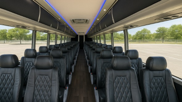 Interior of Charter Bus Company Irving's 40 Passenger Charter Bus in Irving