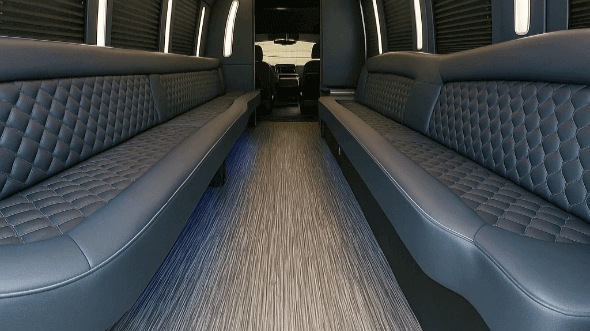 Interior of Charter Bus Company Flower Mound's 40 Passenger Party Bus in Flower Mound