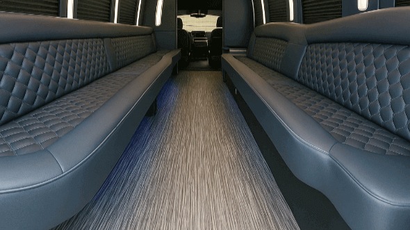 Interior of Charter Bus Company Grand Prairie's 50 Passenger Party Bus in Grand Prairie