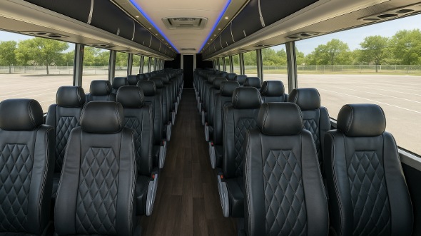 Interior of Charter Bus Company Irving's 54 Passenger Charter Bus in Irving