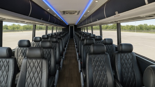 Interior of Charter Bus Company Irving's 55 Passenger Charter Bus in Irving