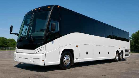 Exterior of Charter Bus Company Irving's 55 Passenger Charter Bus in Irving
